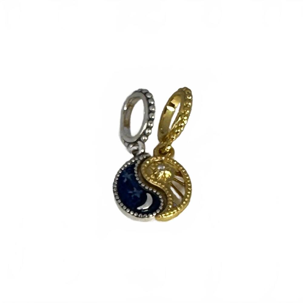 Authentic Pandora Two-tone Splittable Sun & Moon Dangle Charm - Picture 2 of 6